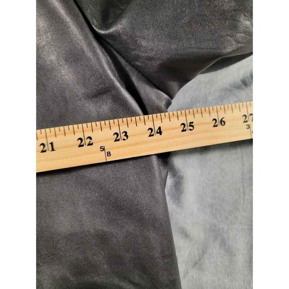 J. Park Collection Men's Large Black Soft Lambskin Leather Full‎ Zip and Button